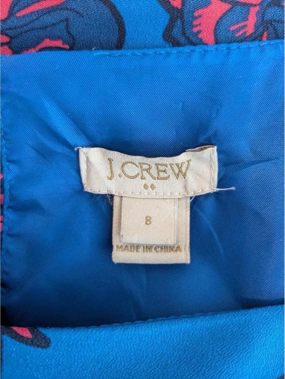 J.Crew Dress Womens 8 Blue Floral Crew Neck Shift Short Sleeve Lined Mini